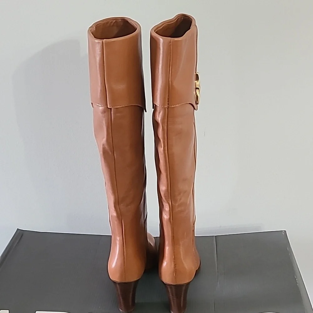 Women's Arezzo Vivian Caramel Leather Knee-High Boots NWB - Picture 6 of 6